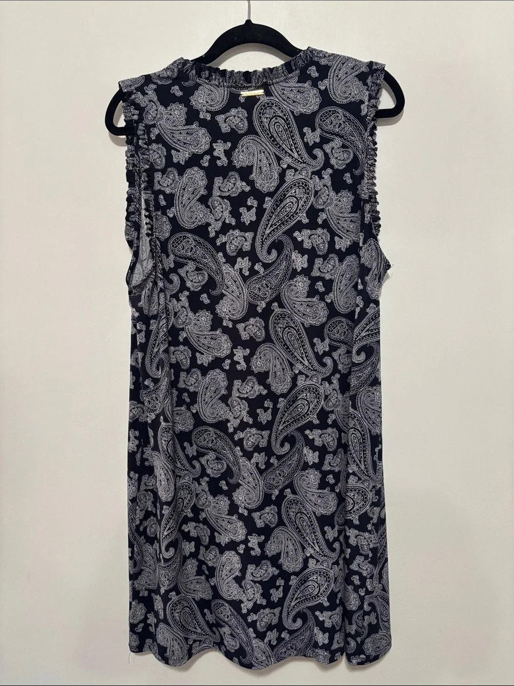 MICHAEL Michael Kors Navy Paisley Ruffle Sleeve Shift Dress Size 1X Plus